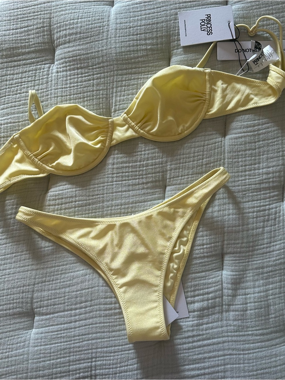 Princess Polly Pale Yellow Underwire Bikini Set